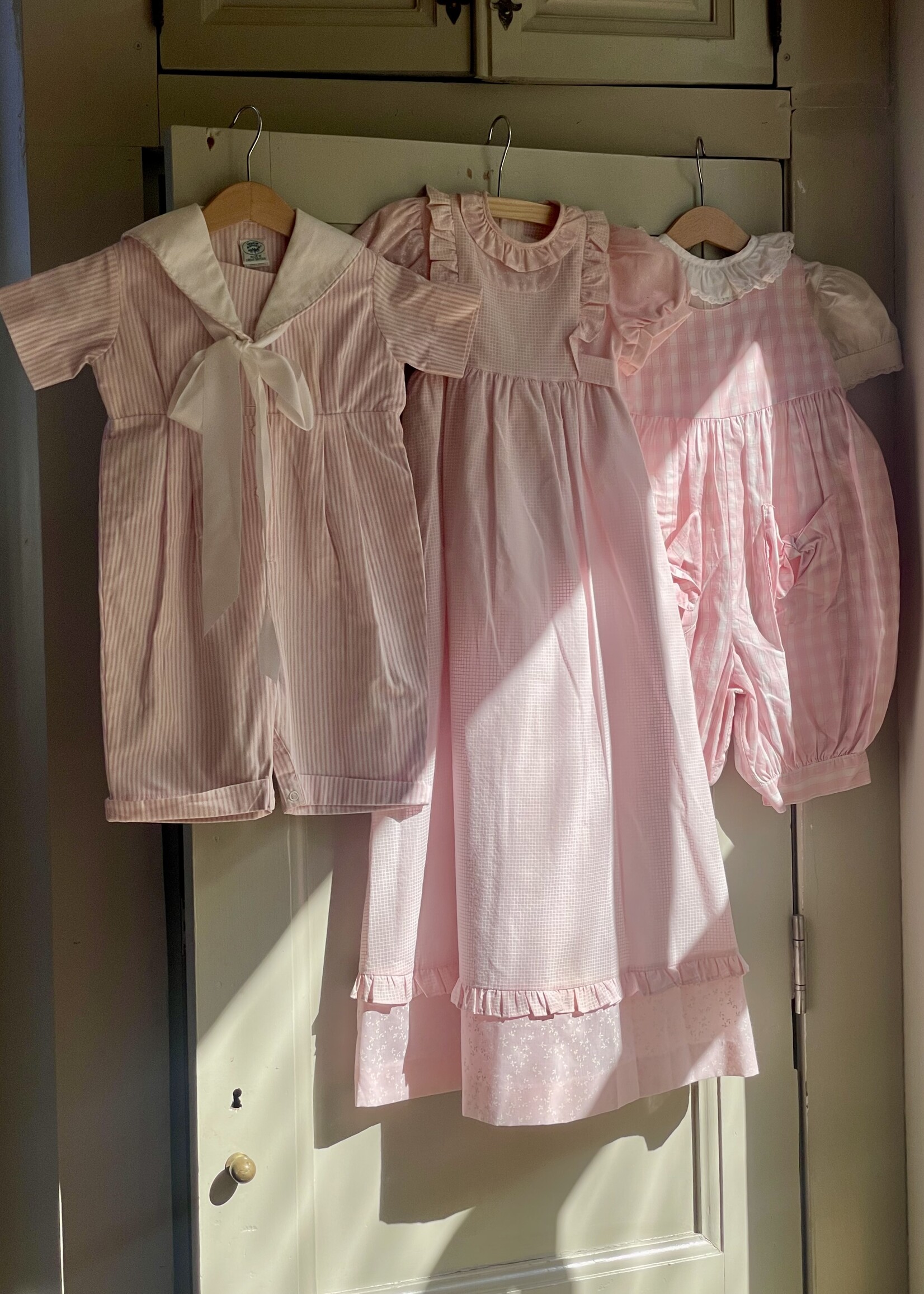 Vintage Soft Pink Checked Floral Maxi Dress 4y