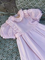 Vintage Soft Pink Checked Floral Maxi Dress 4y