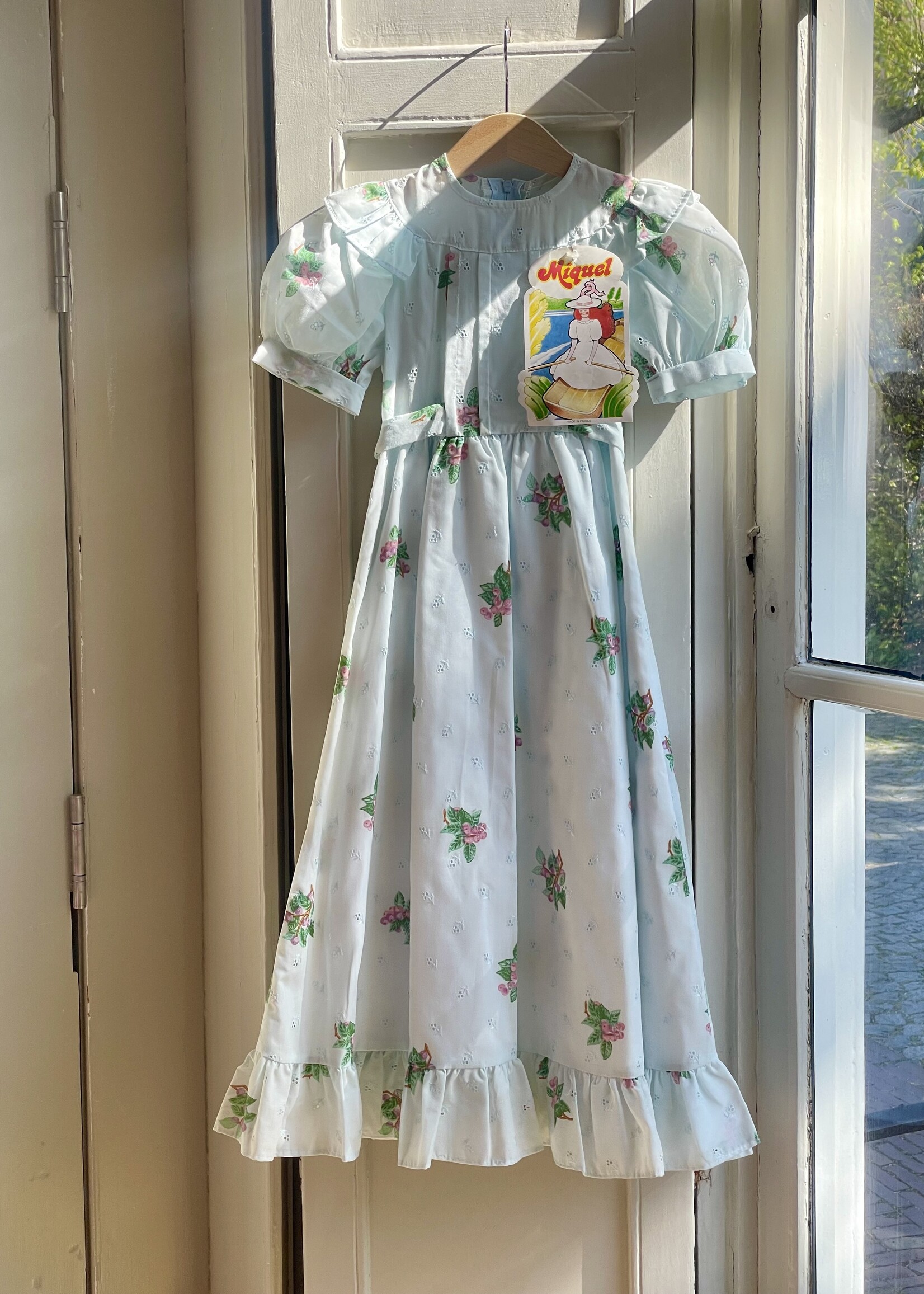 Vintage Light Blue Berry Maxi Dress 4y