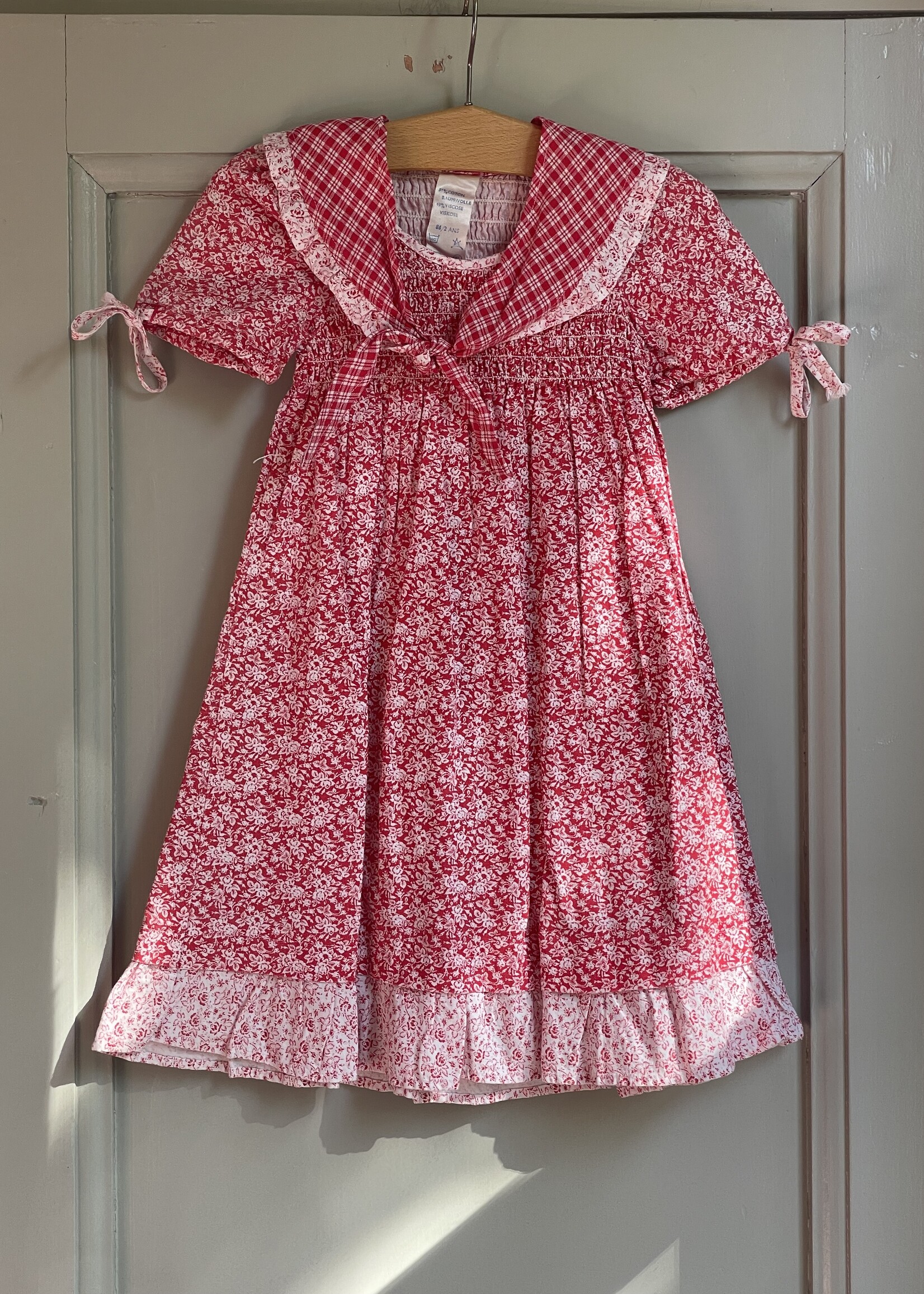 Vintage Red Floral Sailor Dress 18-24m
