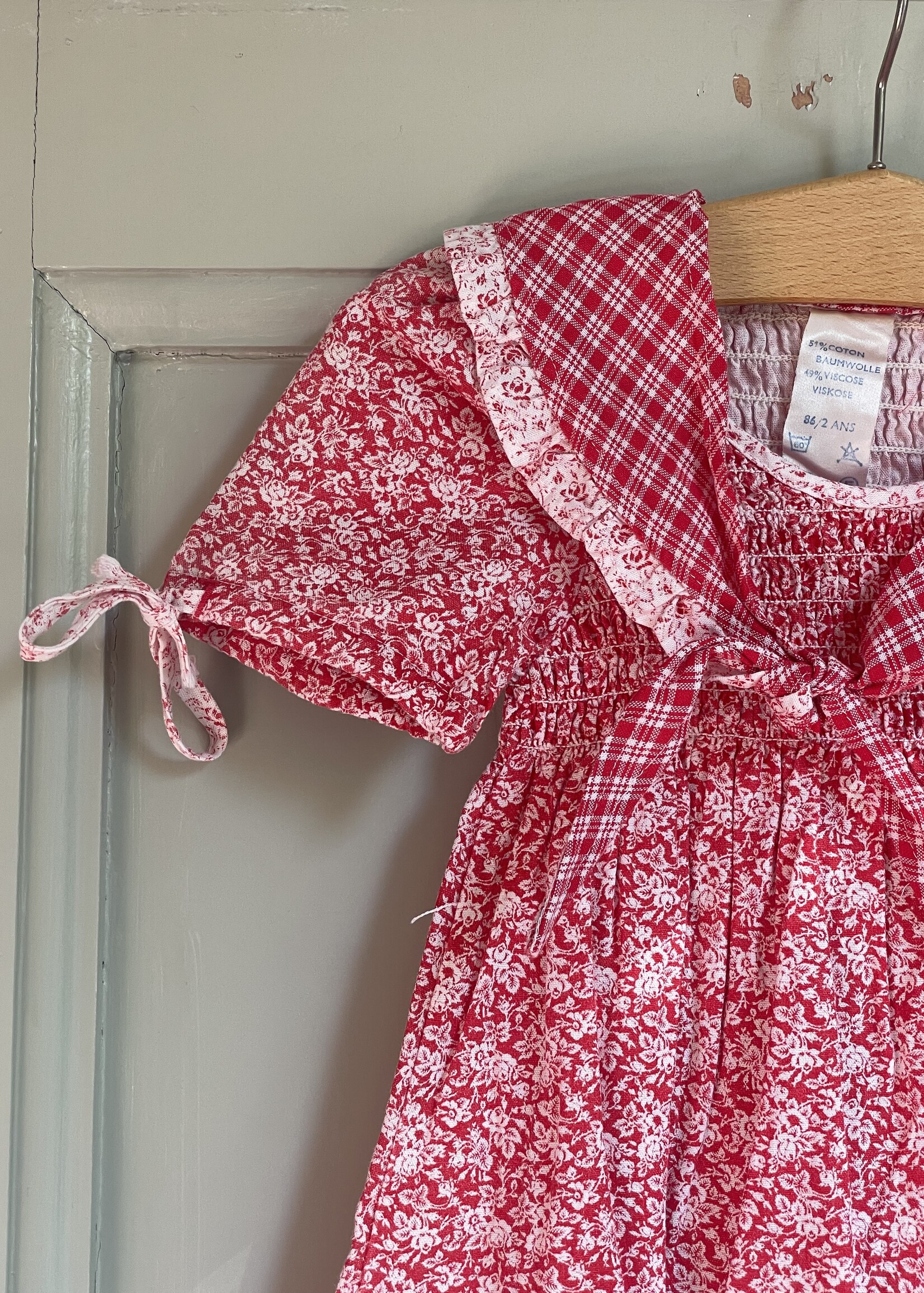 Vintage Red Floral Sailor Dress 18-24m