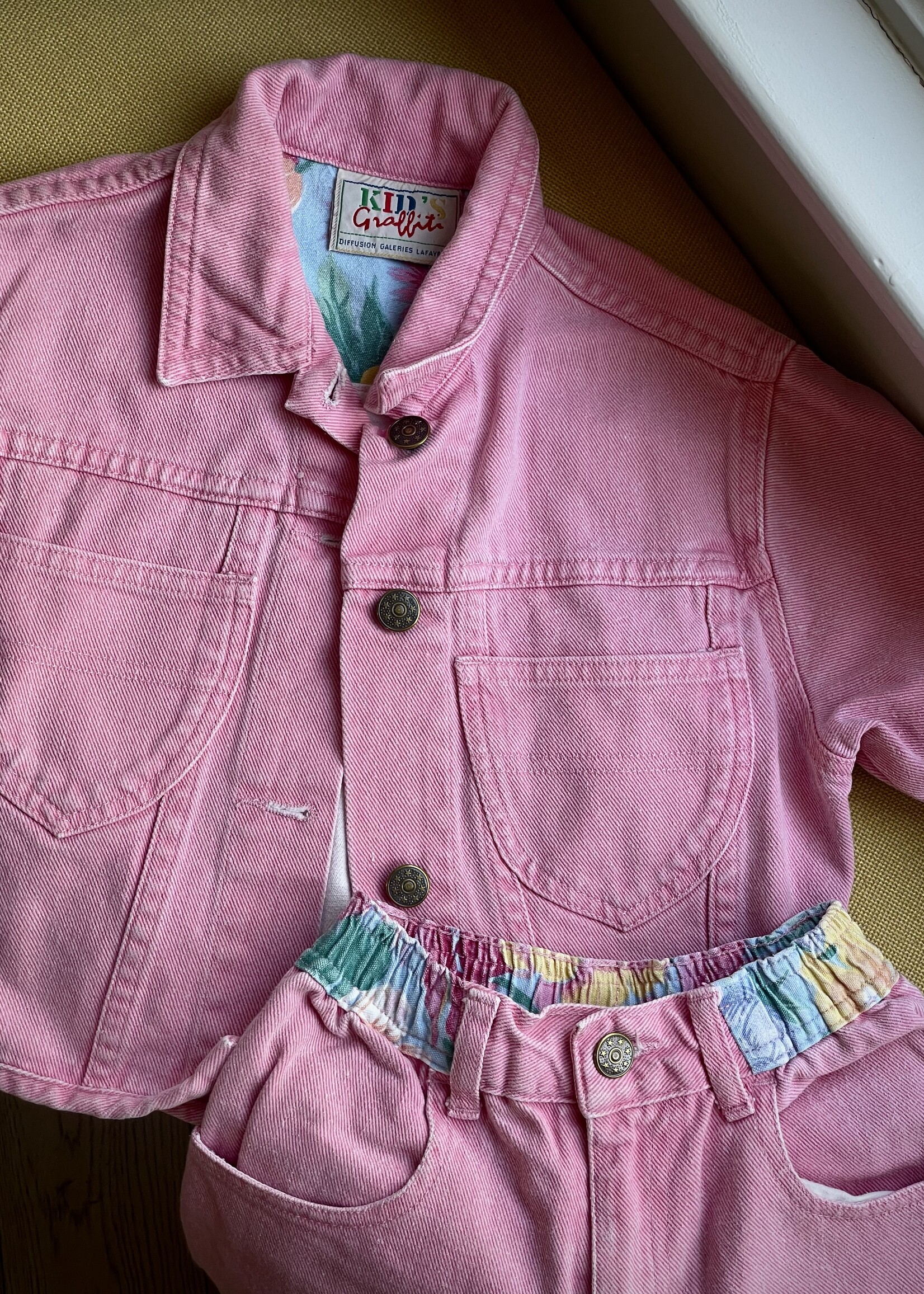 Vintage Pink Denim Floral Set 4y