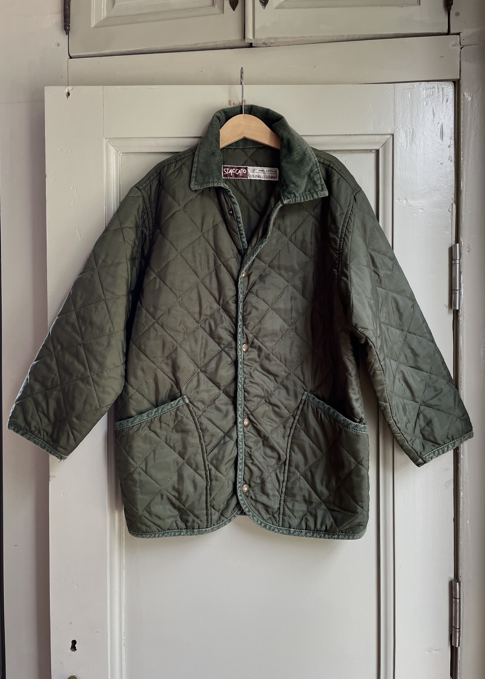 Vintage Green Light Quilted Jacket 10y