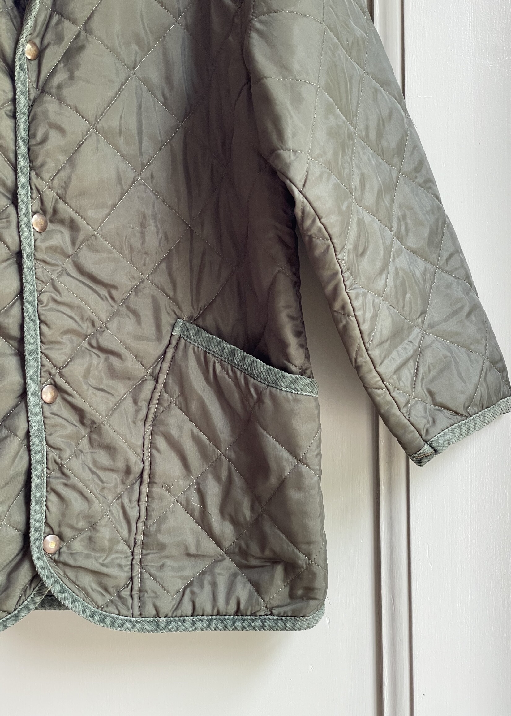 Vintage Green Light Quilted Jacket 10y