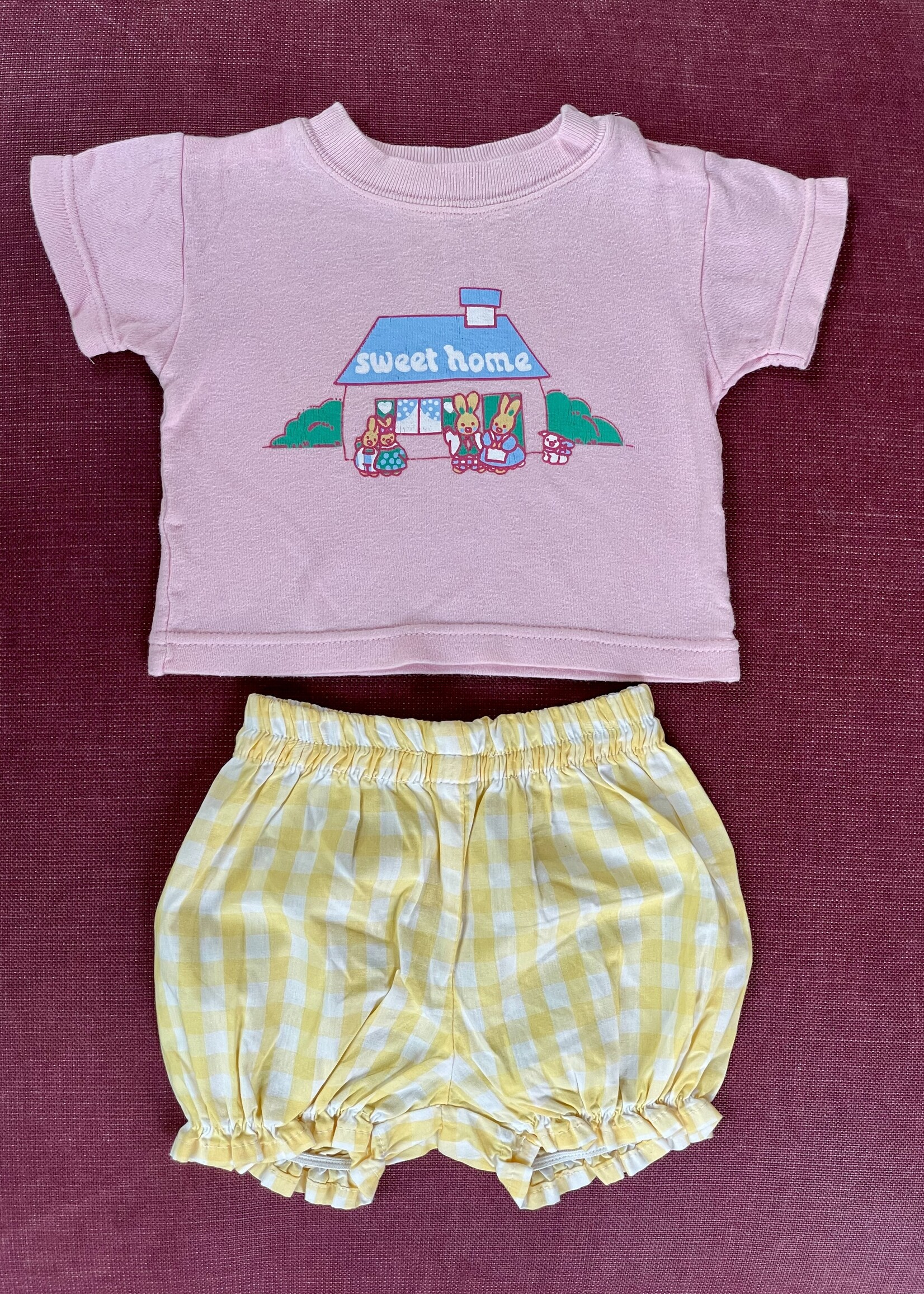 Vintage Yellow Gingham Bloomer 3-6m