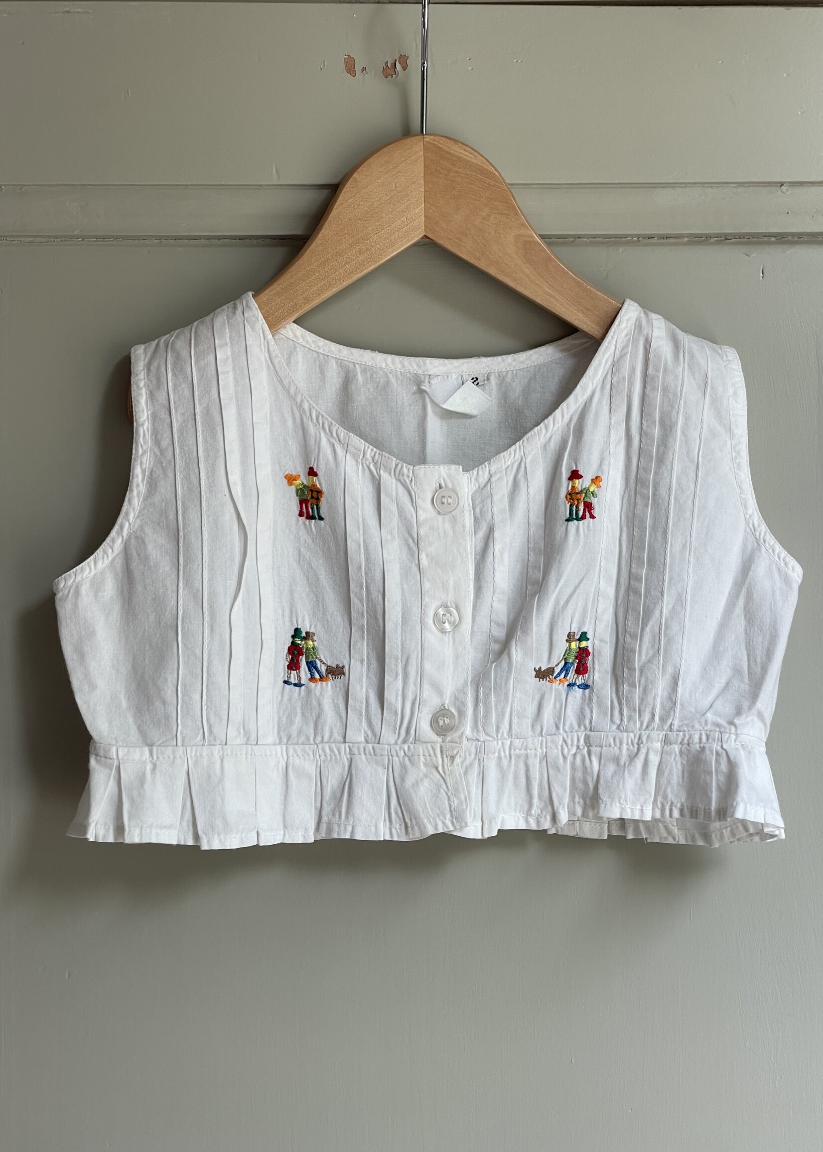 Vintage Frilly White Cropped Top 18-24m