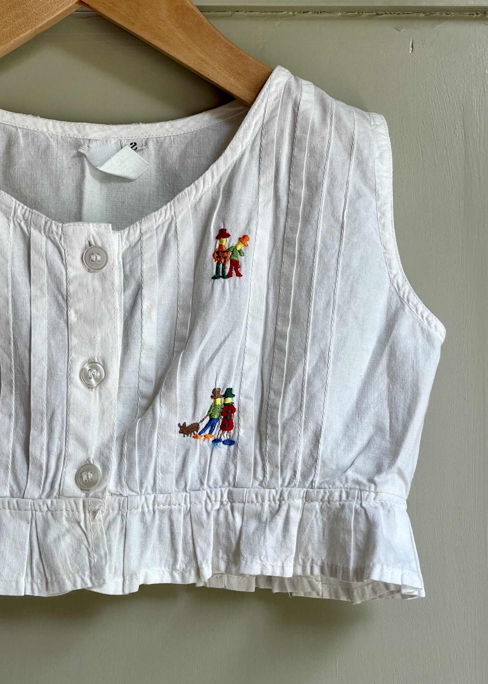Vintage Frilly White Cropped Top 18-24m