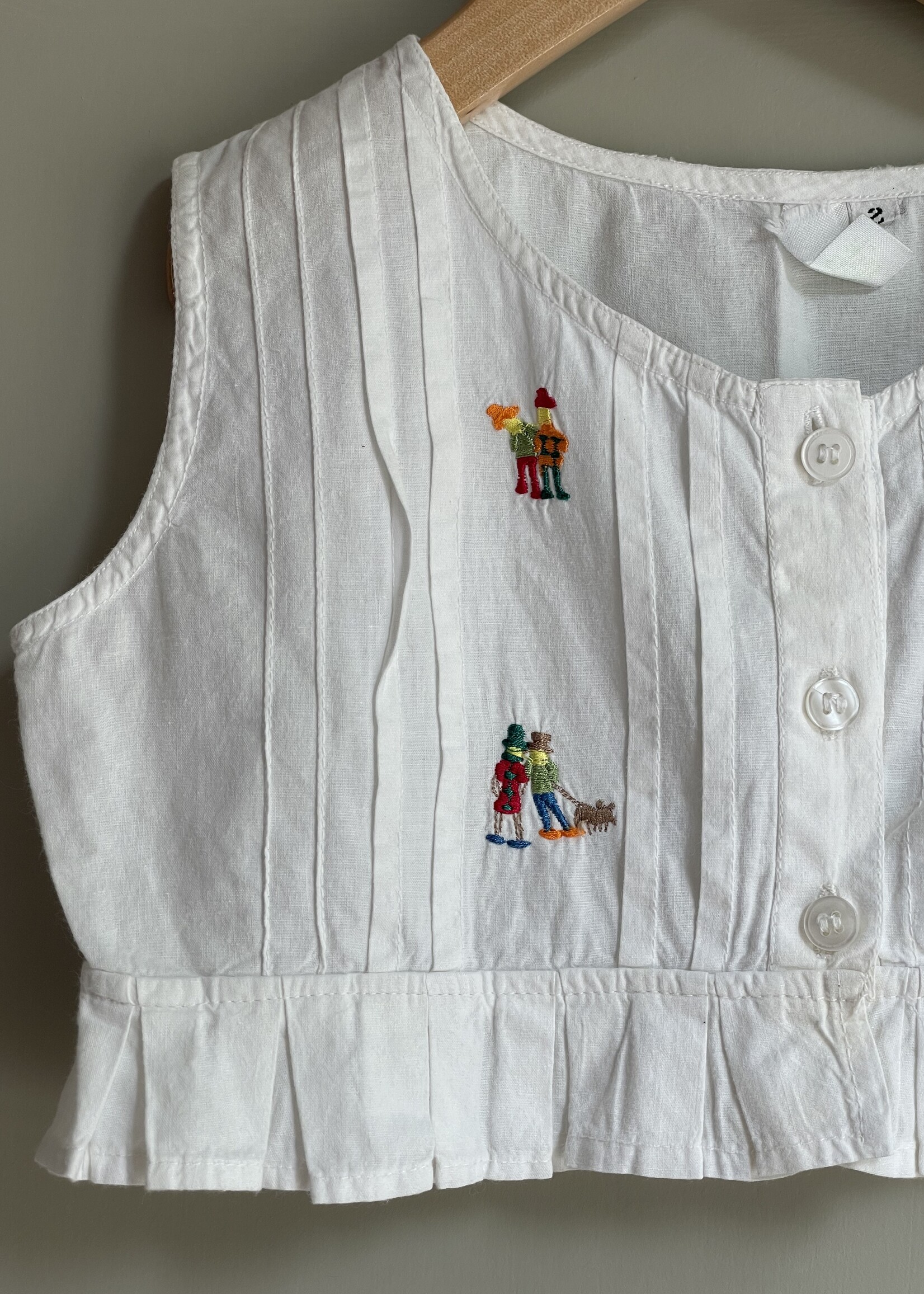 Vintage Frilly White Cropped Top 18-24m