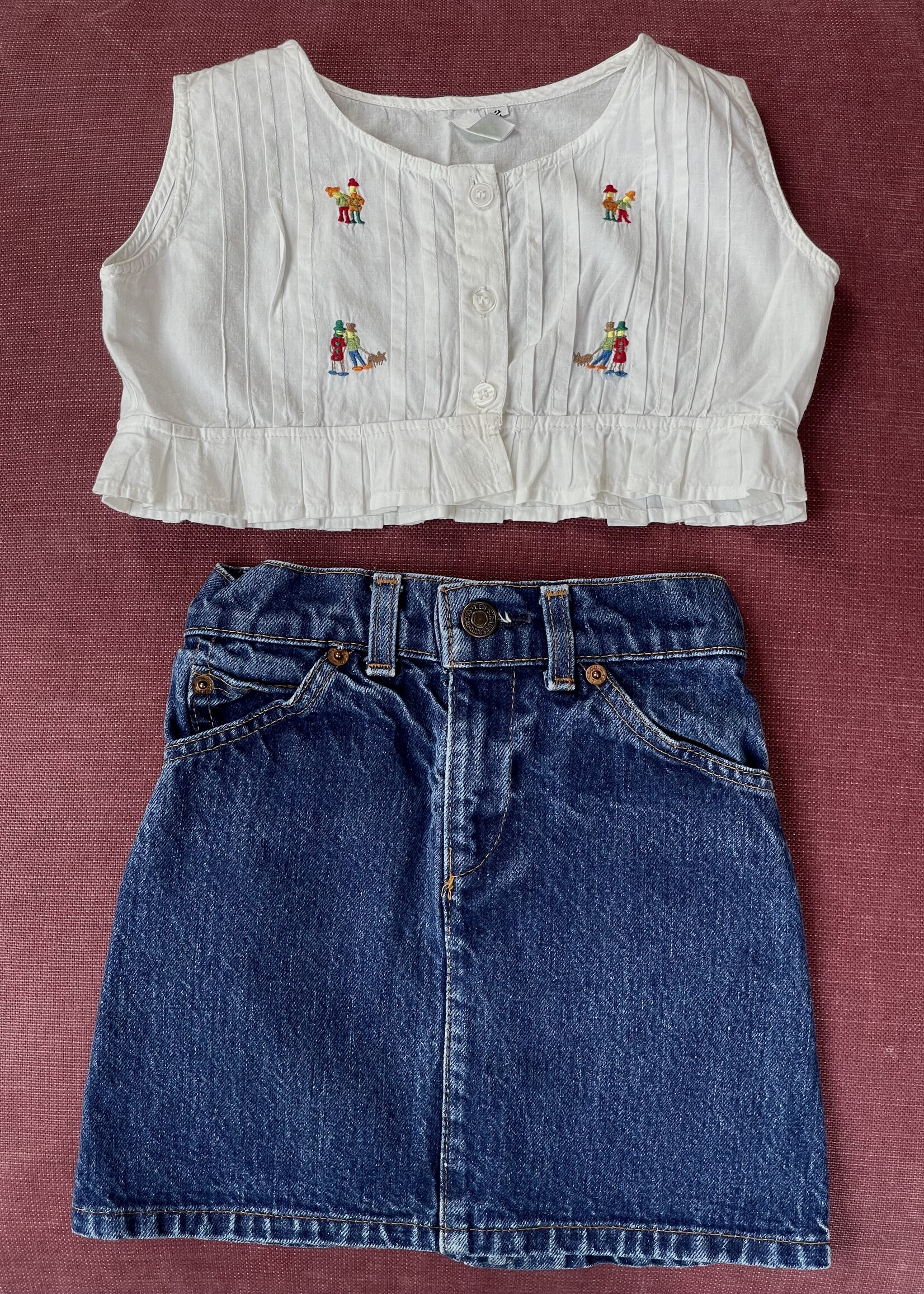 Vintage Frilly White Cropped Top 18-24m