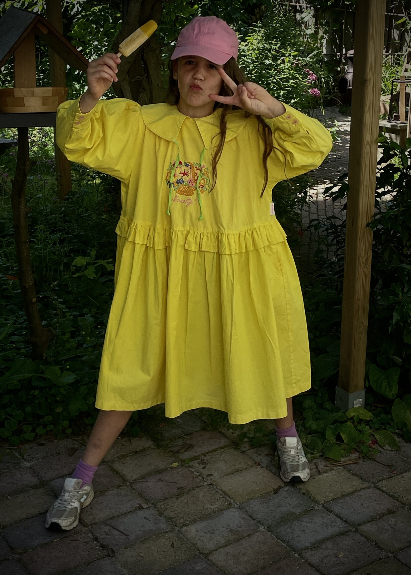 K'neeltje Bright Yellow Frilly Dress 10y