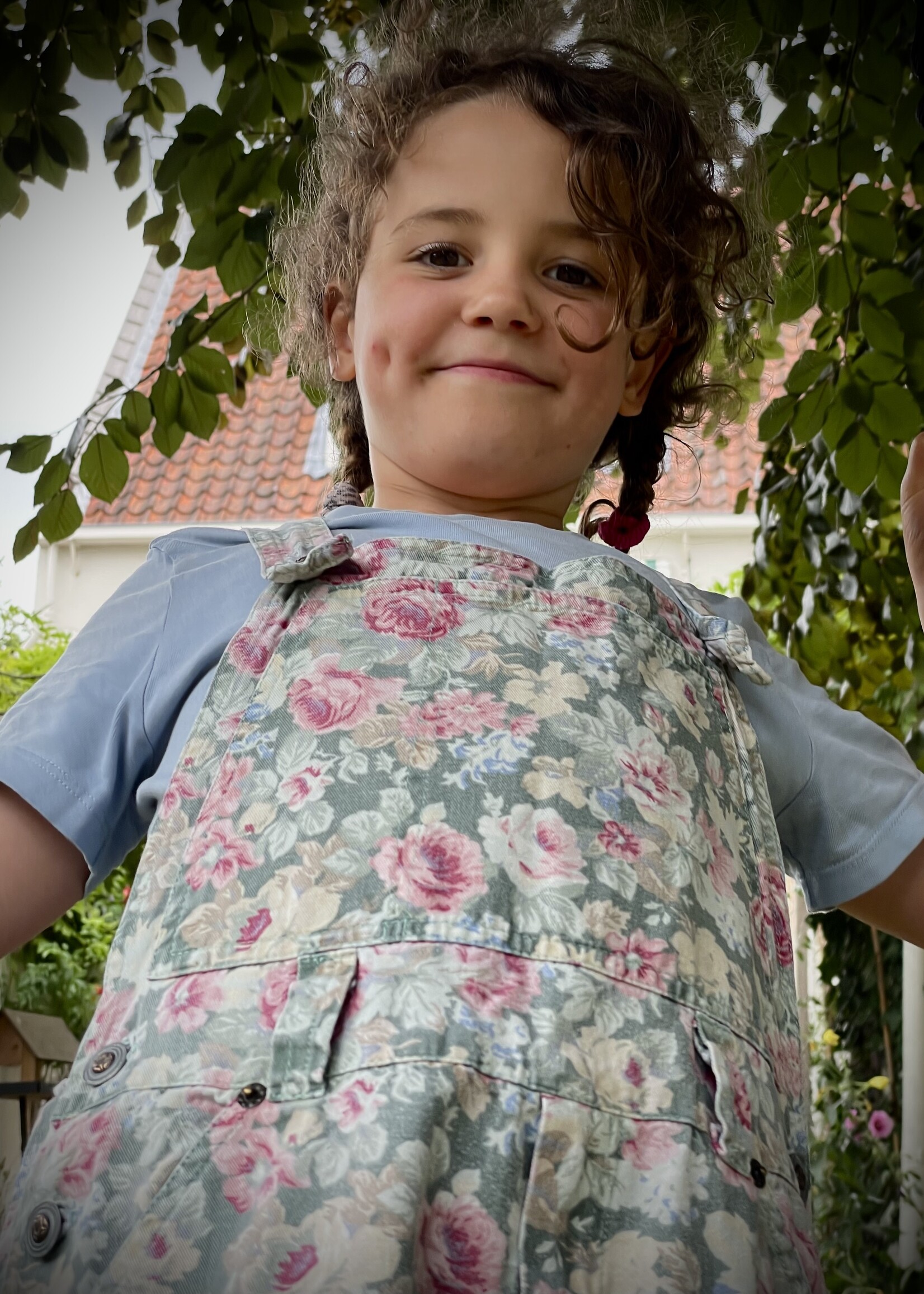 Vintage Denim Floral Dungarees 8-10y