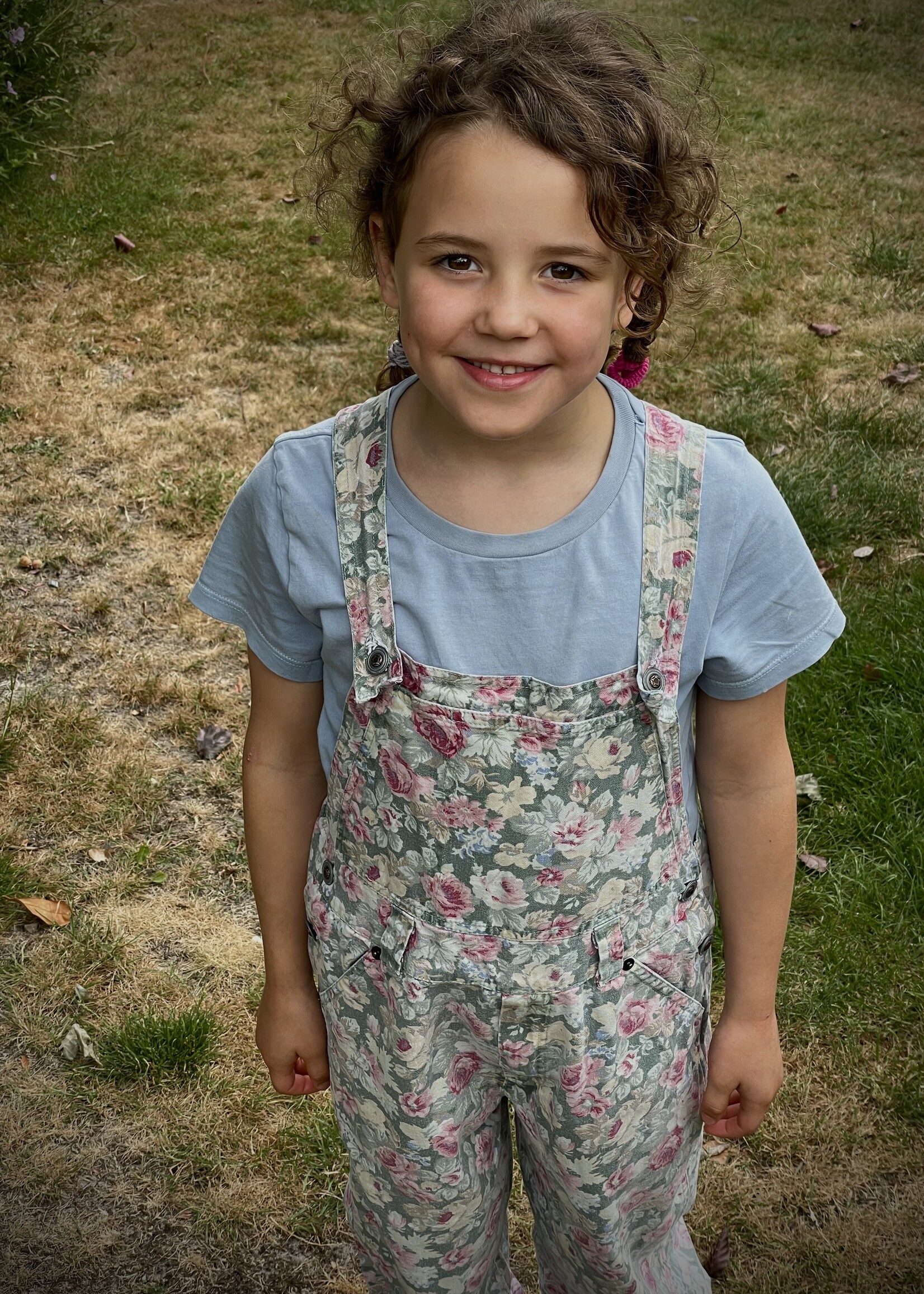 Vintage Denim Floral Dungarees 8-10y