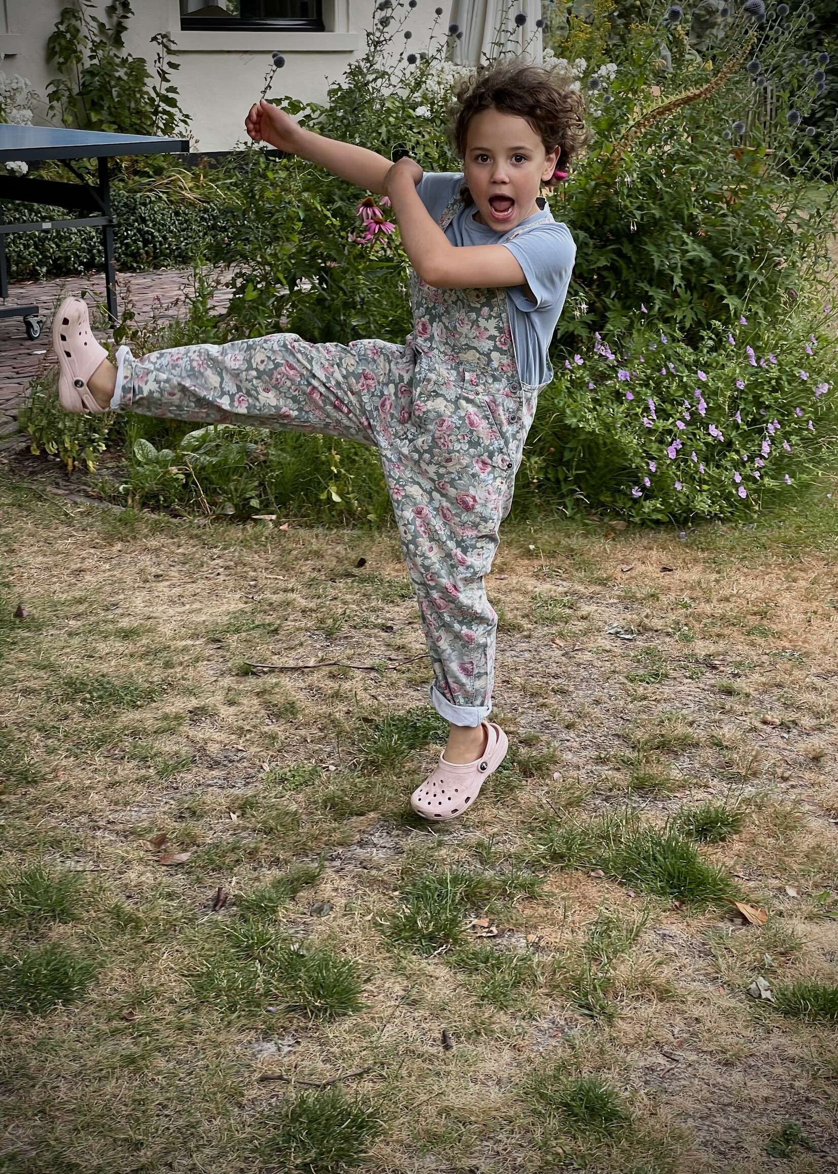 Vintage Denim Floral Dungarees 8-10y