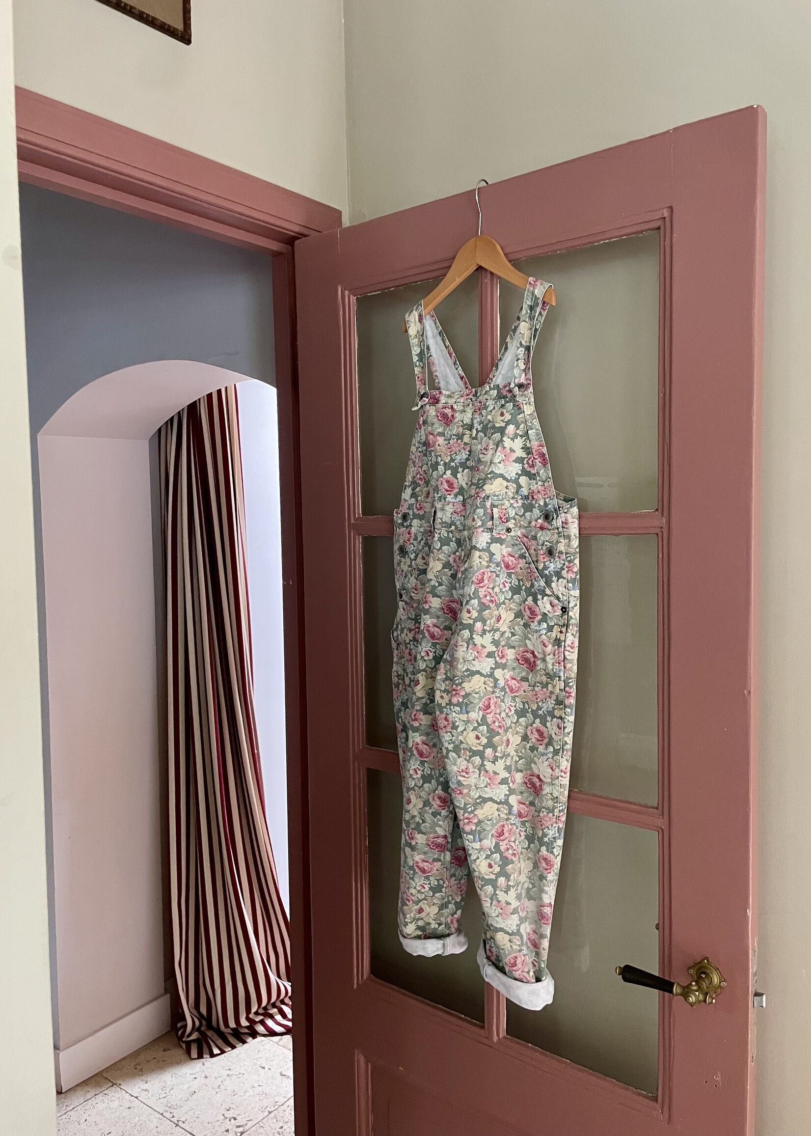 Vintage Denim Floral Dungarees 8-10y