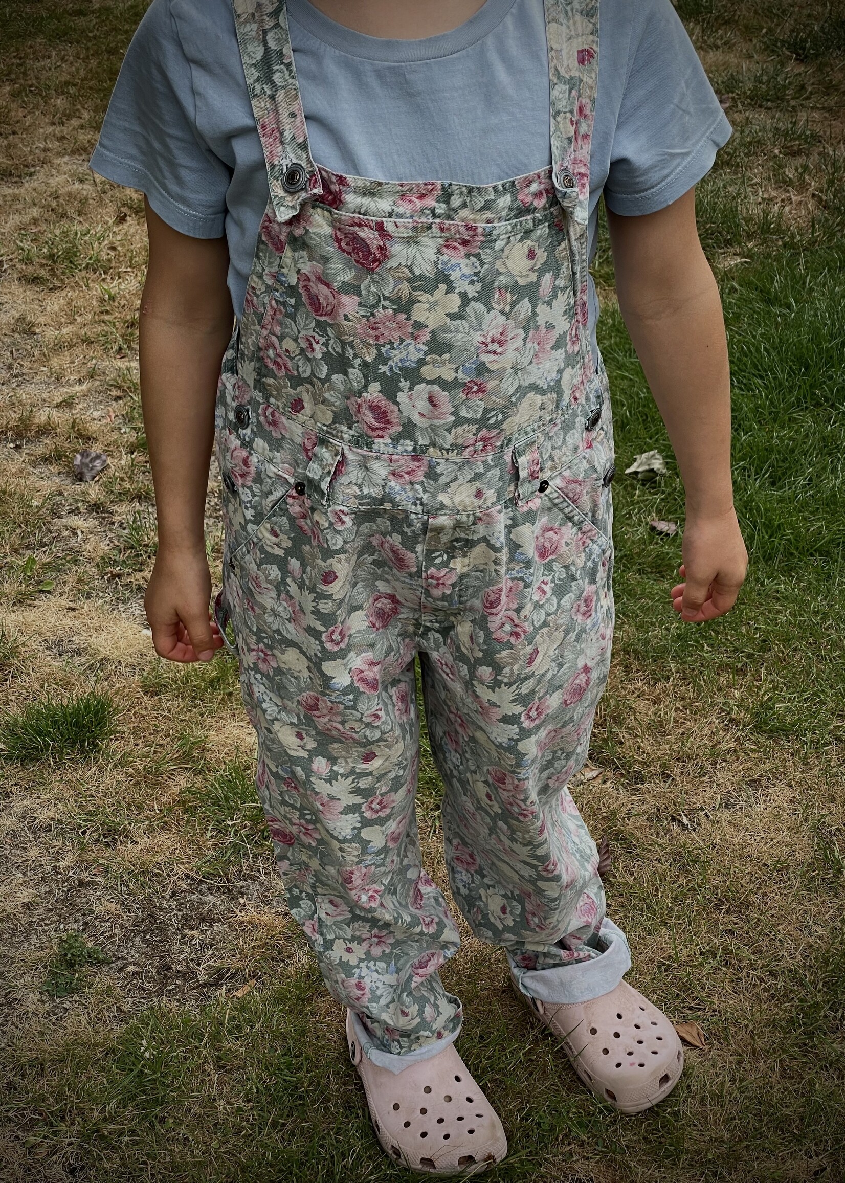 Vintage Denim Floral Dungarees 8-10y