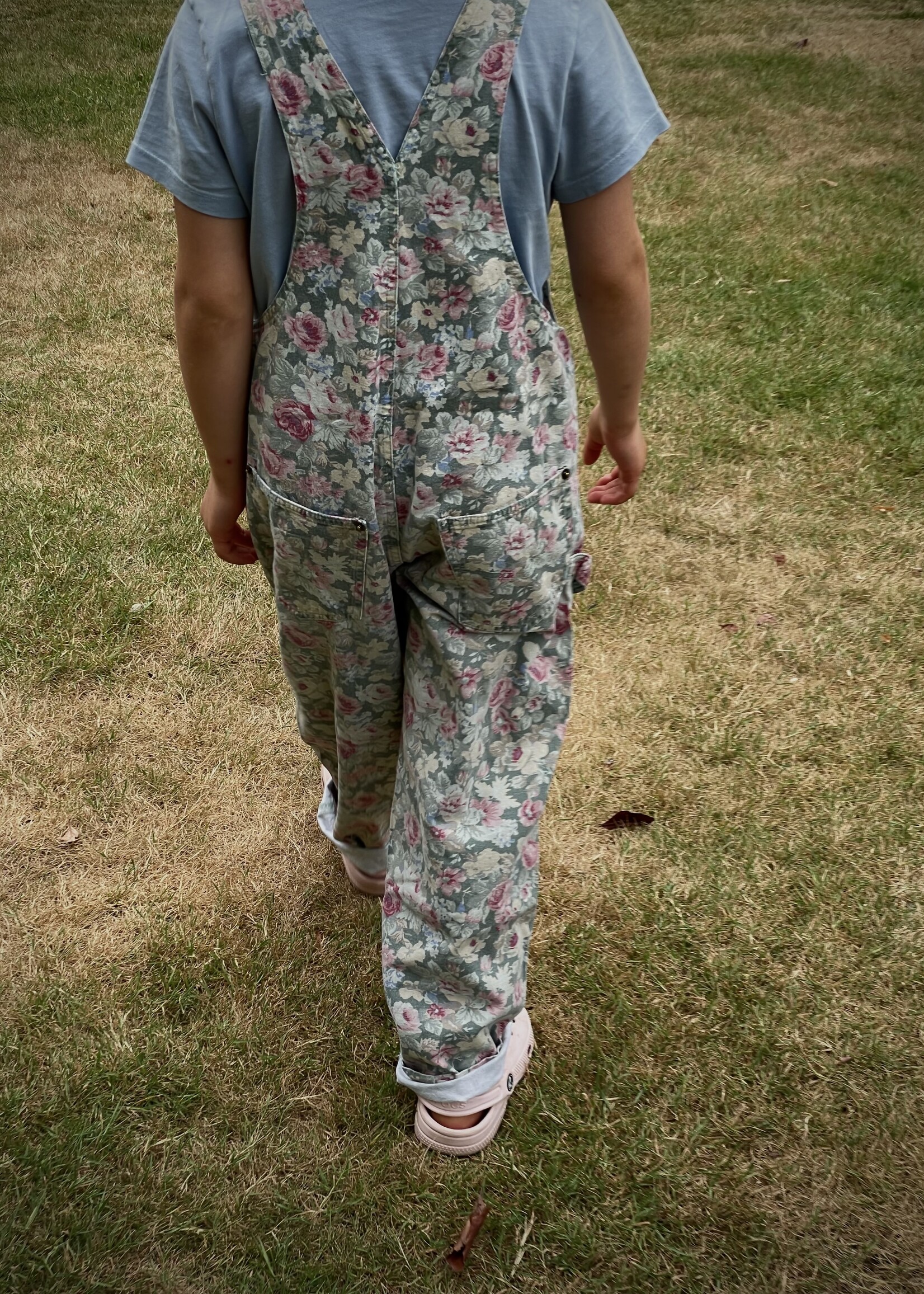 Vintage Denim Floral Dungarees 8-10y