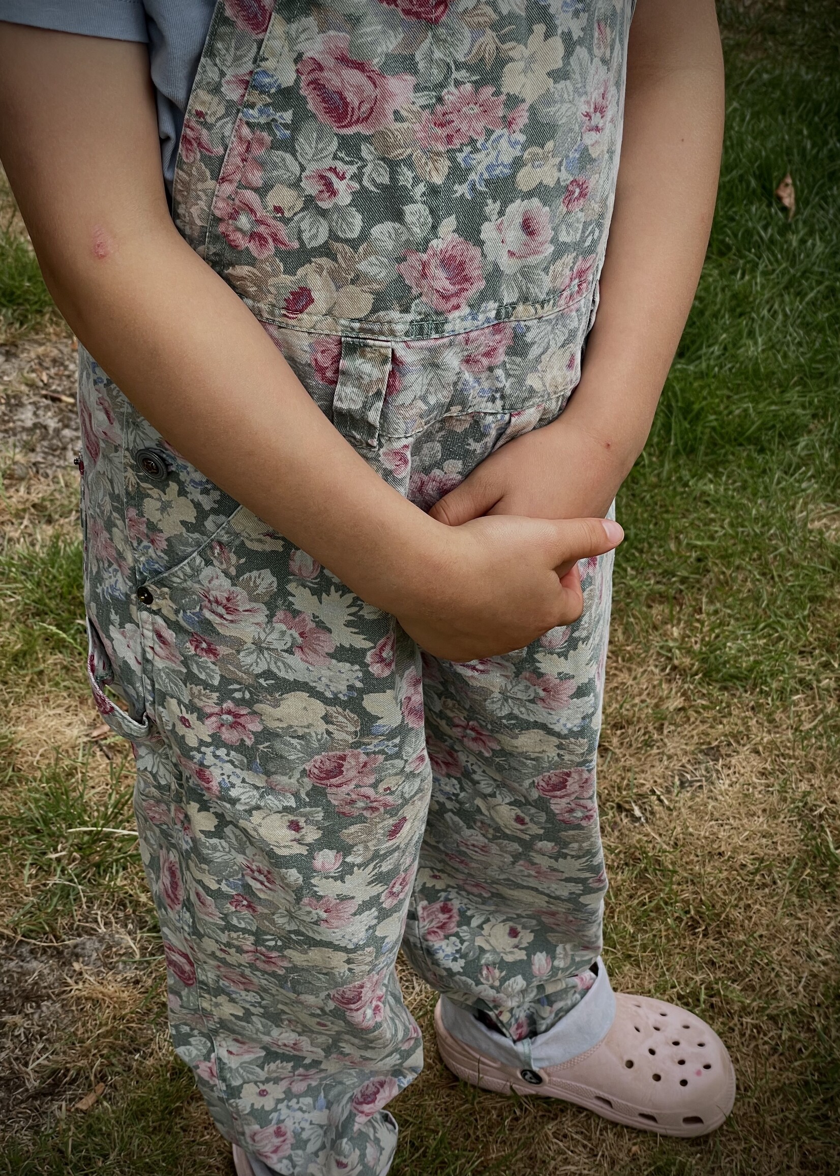 Vintage Denim Floral Dungarees 8-10y