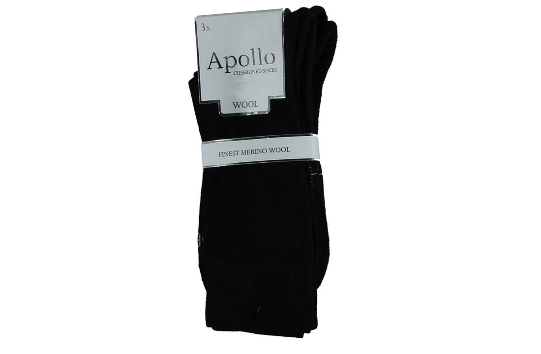Apollo merino wollen sokken met voetbed heren 3-pack