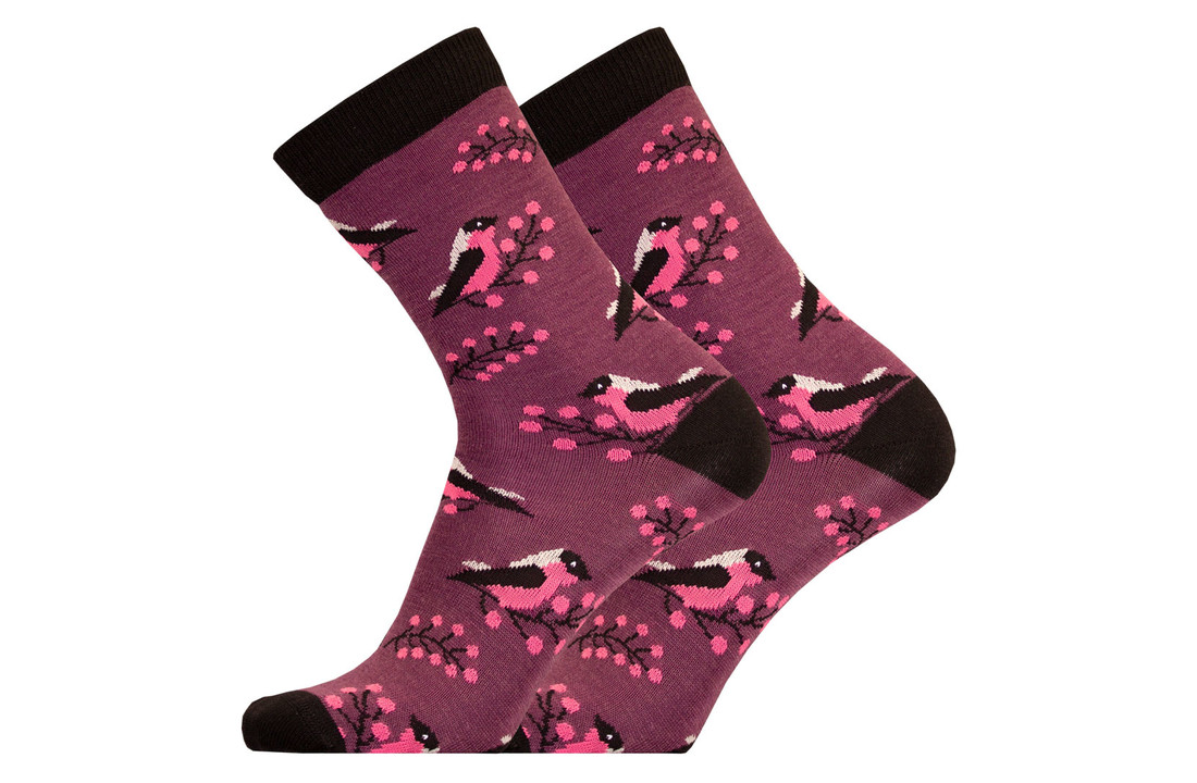 Uphillsport merino damessokken met vogels lifestyle 7292