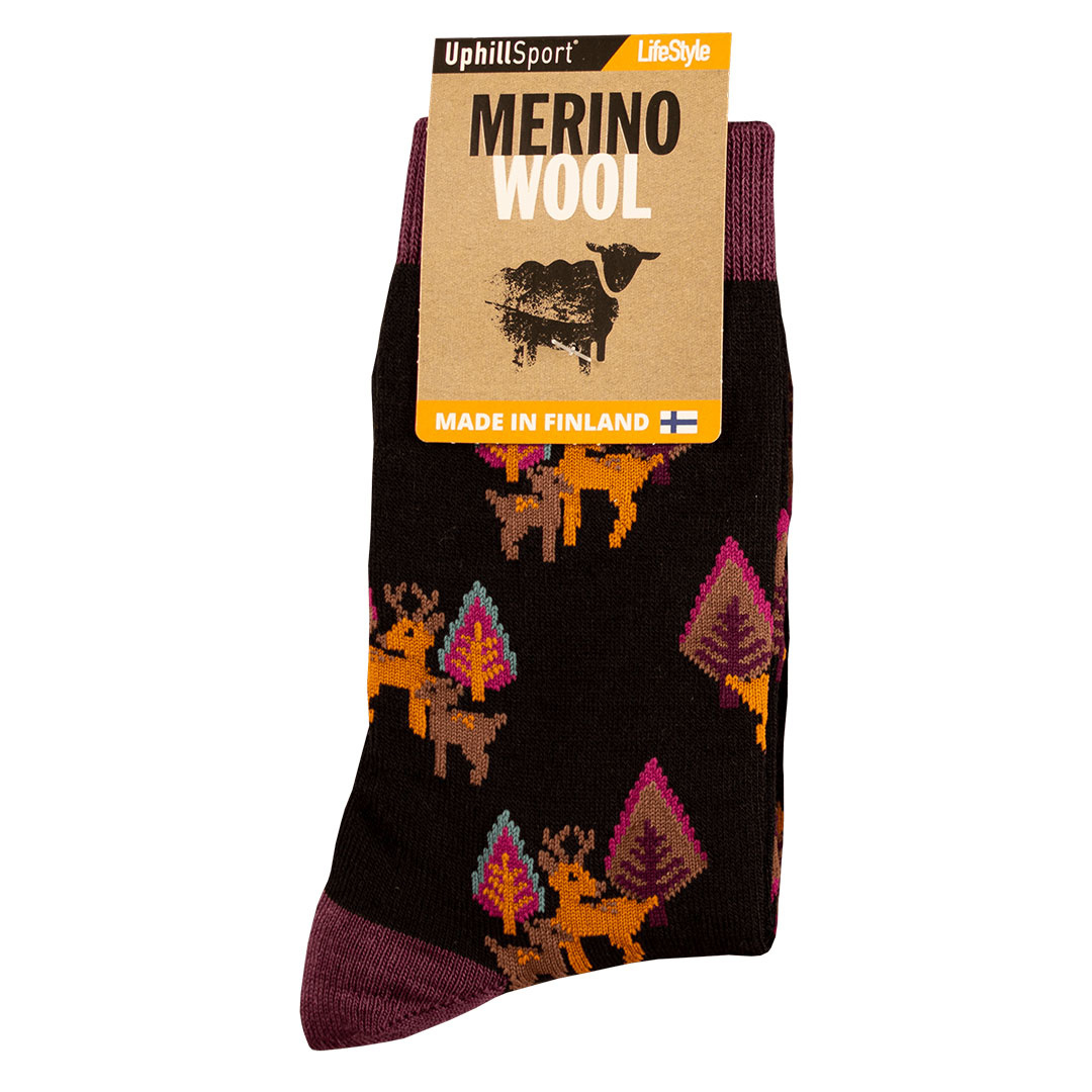 Uphillsport merino damessokken met herten lifestyle 7294