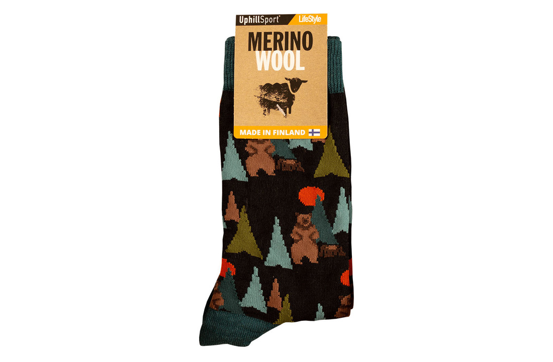 Uphillsport merino herensokken met beren lifestyle 8922