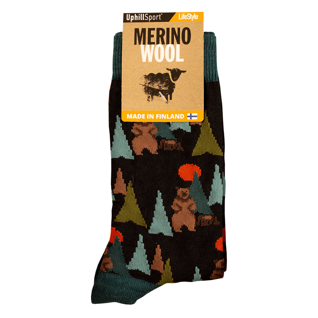 Uphillsport merino sokken met beren lifestyle 8922