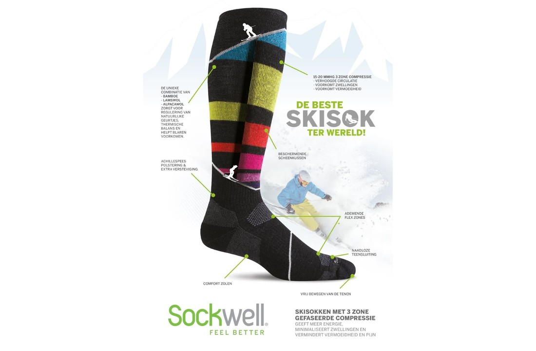 Sockwell compressie skisokken heren met merino wol