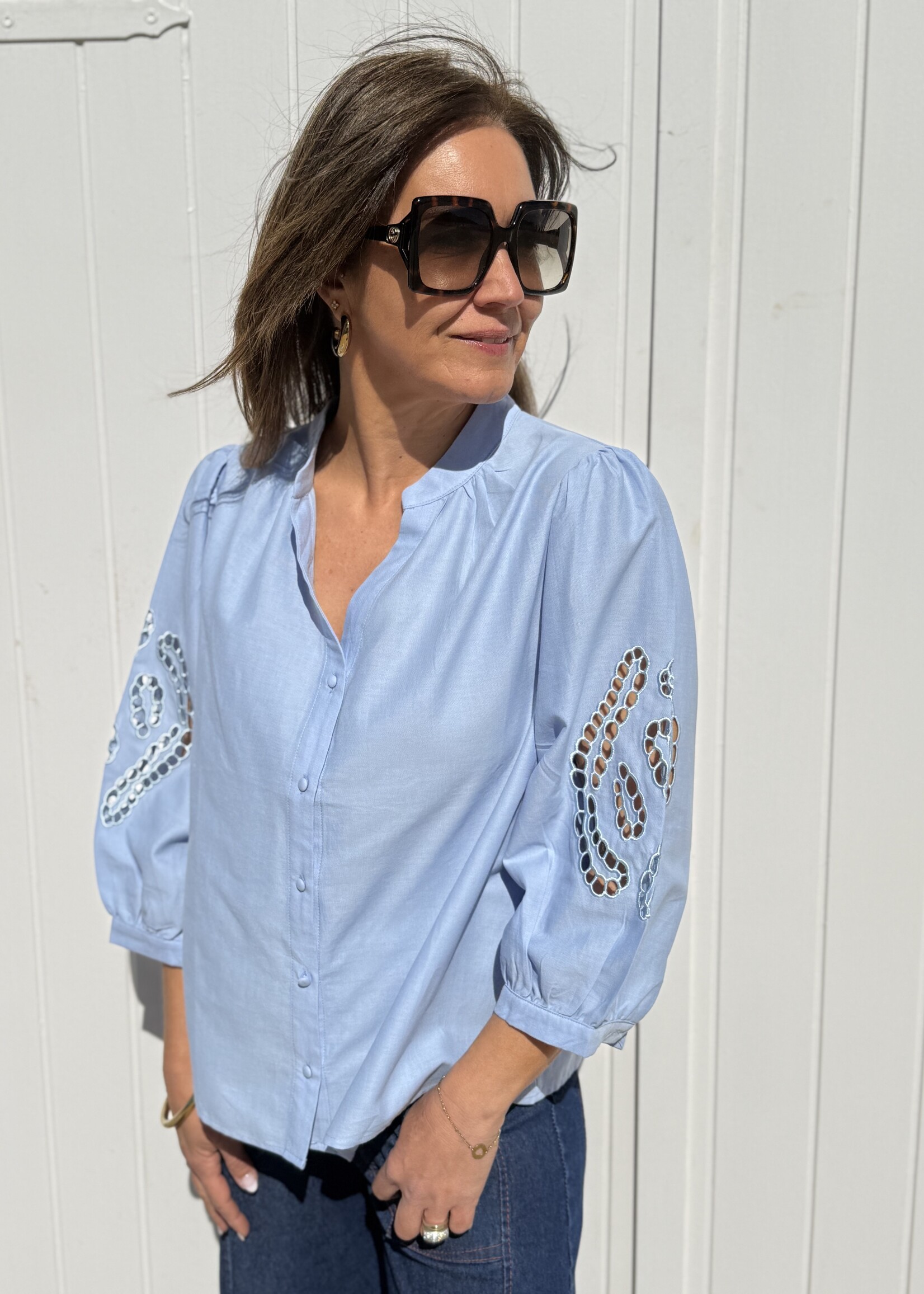Guts & Goats Georgia Blue Blouse