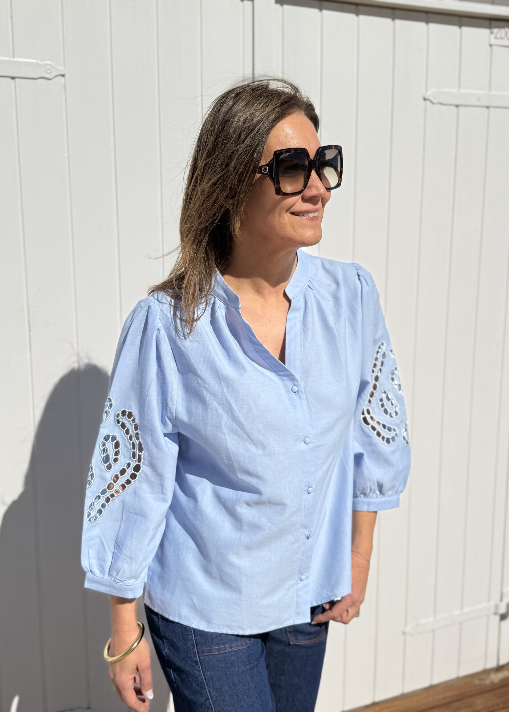 Guts & Goats Georgia Blue Blouse