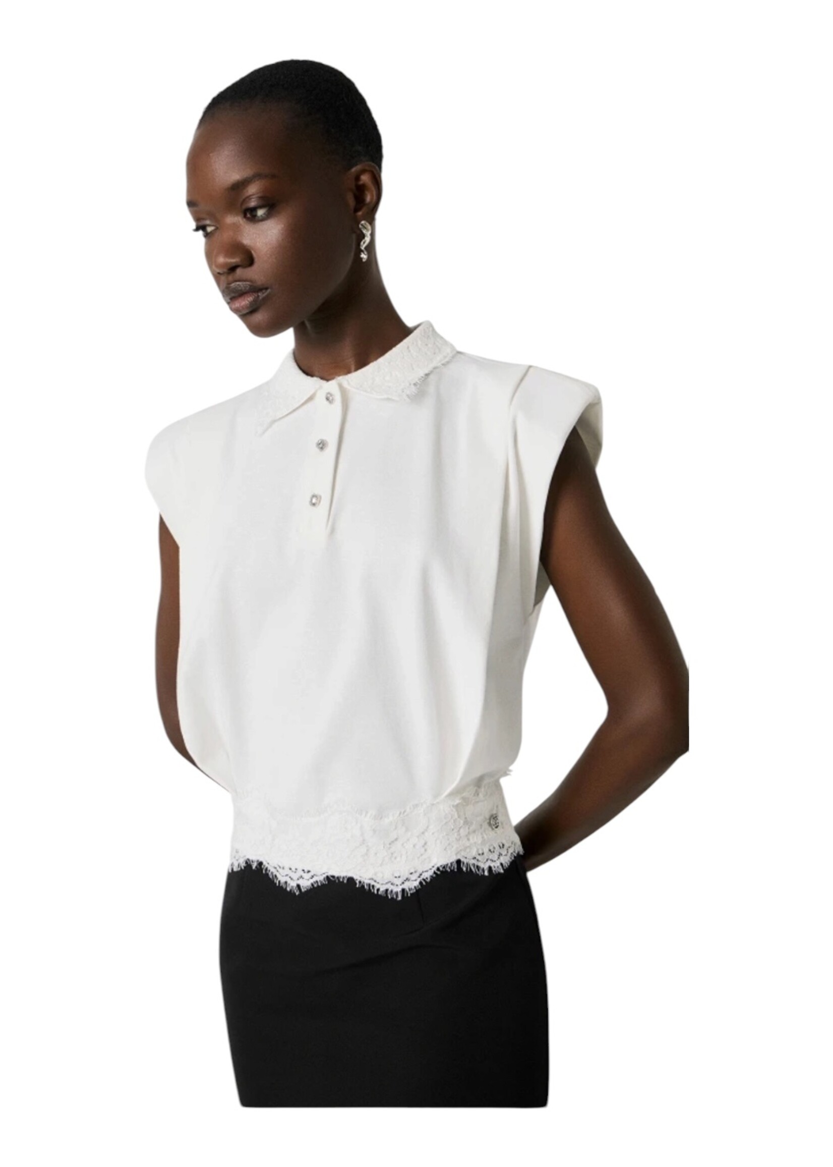 Guts & Goats White Lace Polo