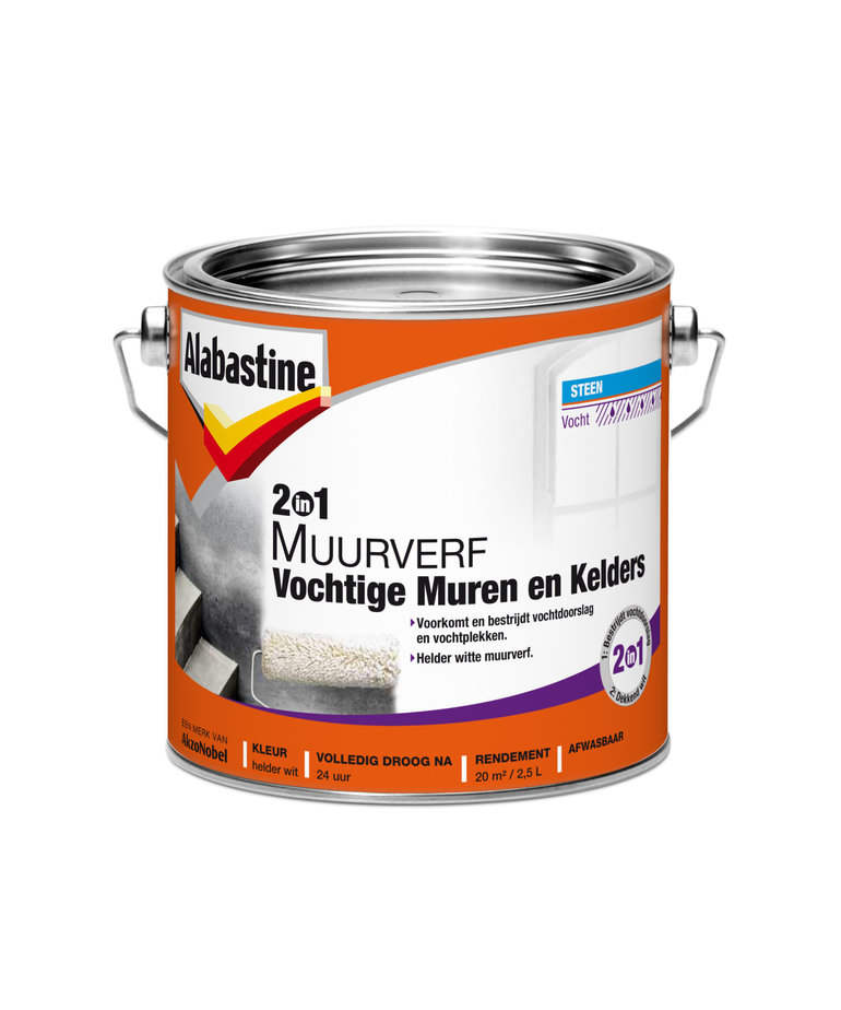 Alabastine Muurverf 2 in 1 Vochtige Muren en Kelders 2,5 liter