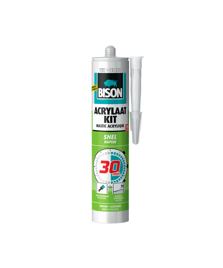 Bison Acrylaatkit 30 minuten Overschilderbaar Wit 310 ml