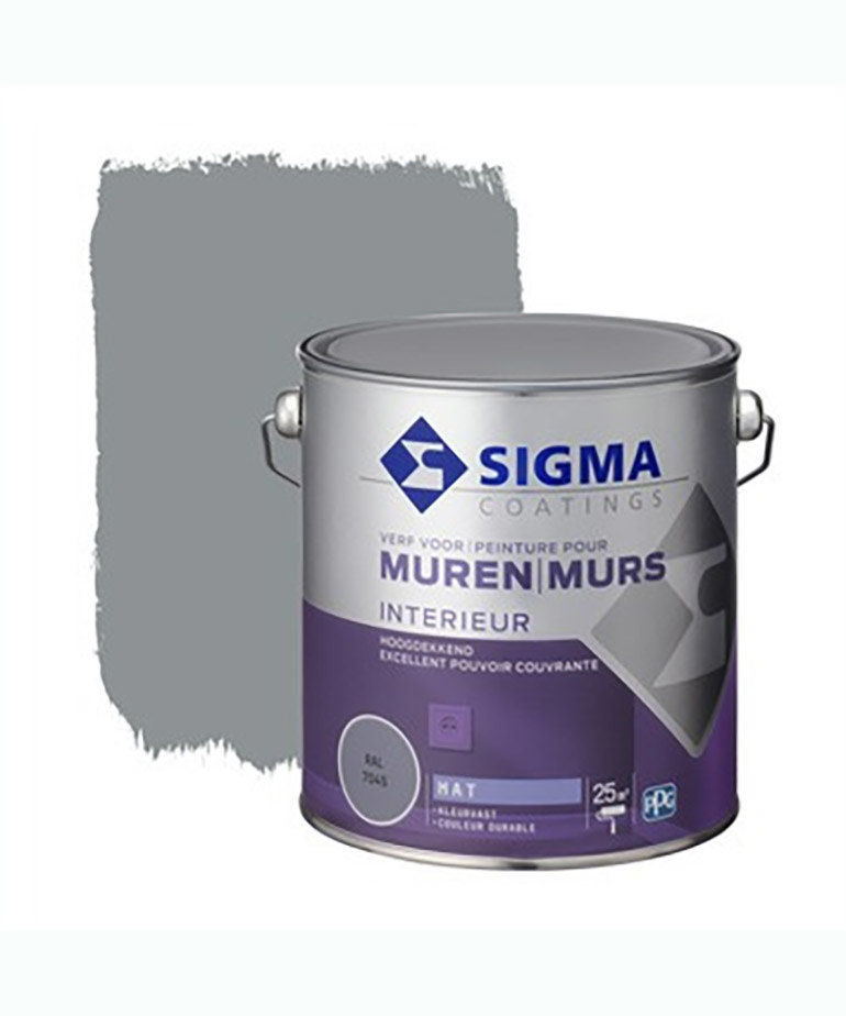 Sigma Hoogdekkende Muurverf MAT RAL 7045 2,5 liter