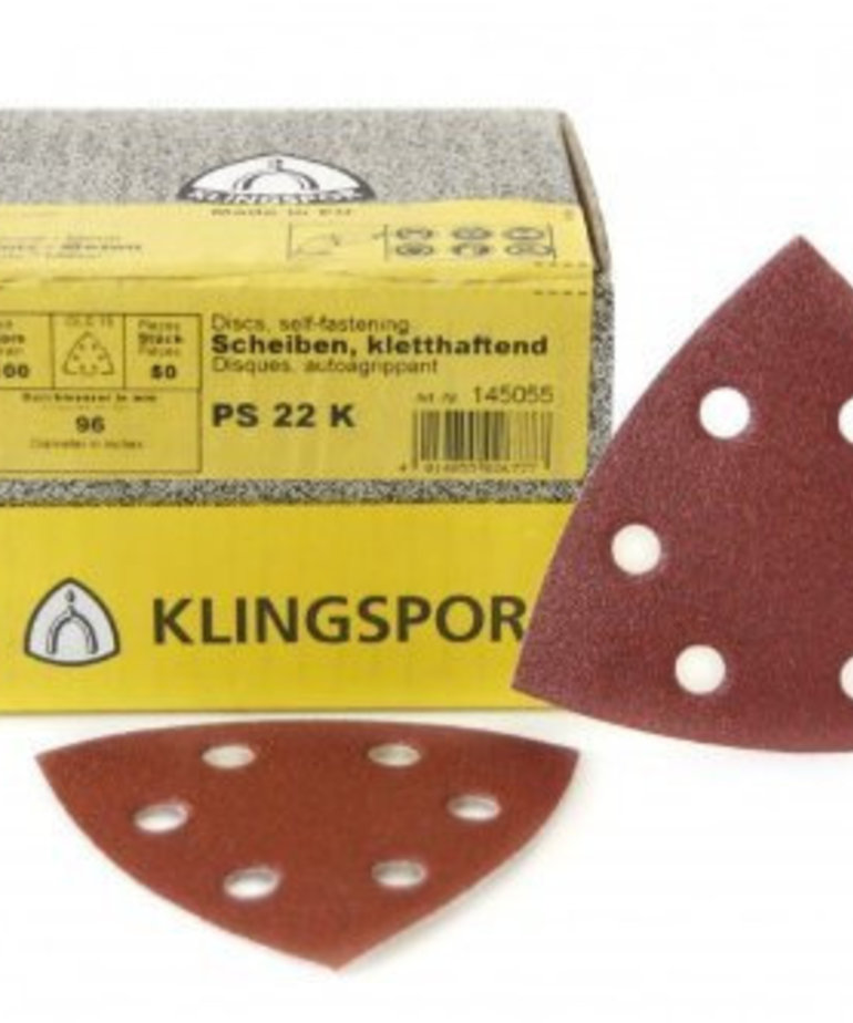 Klingspor Driehoek Schuurschijf 96x96 mm PS 22 100 stuks