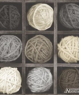 Noordwand Naturals Bollen Wol in Houten Kast 68623