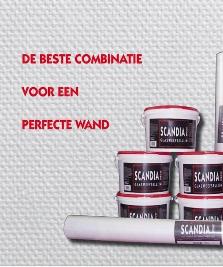 Scandia Glasweefsel Deco-Glass 1341 Fijne Ruit Pre-Painted 25 Meter