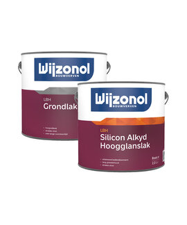 Wijzonol Combi Deal Wijzonol LBH Silicon Alkyd Hoogglanslak + Grondlak HV 2,5 Liter