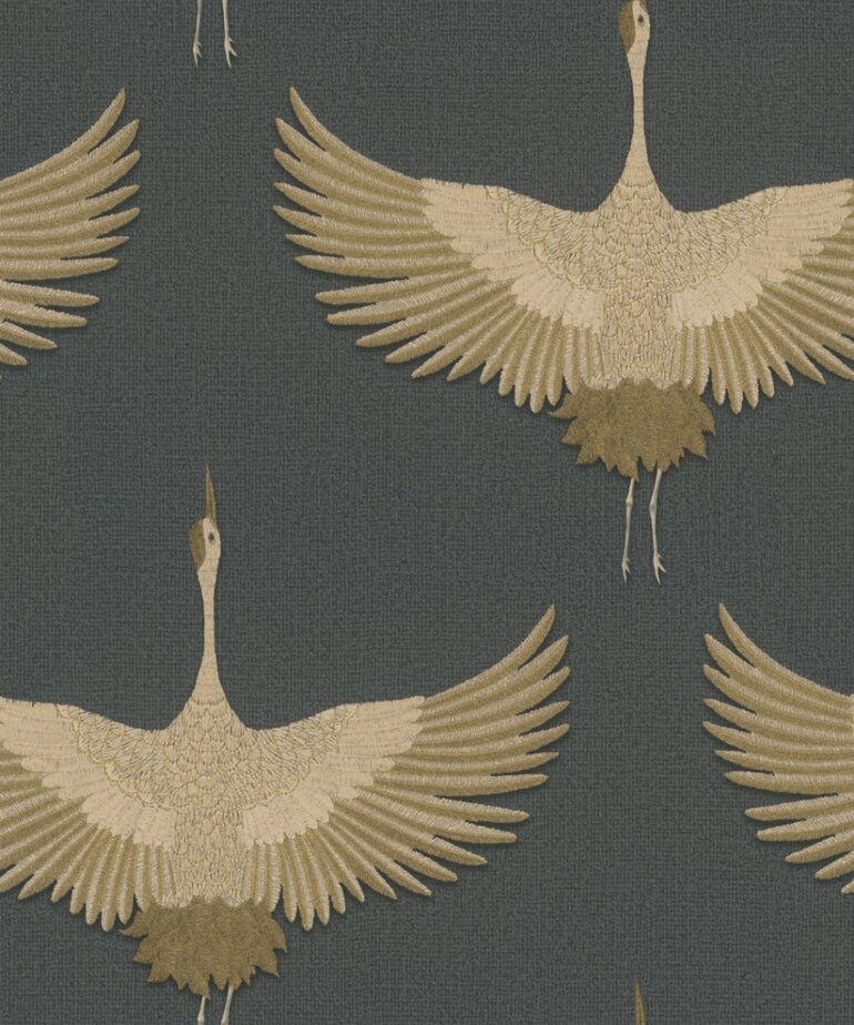 Marburg Kumano 34532 Zwart - Metallic - Kraanvogel