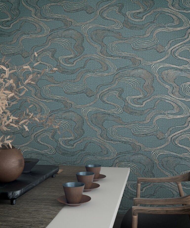 Marburg Kumano 34538 Blauw - Metallic