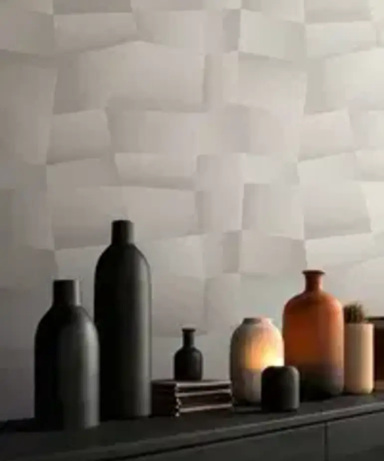 Vibes & Styles 3D-geometrisch Beige, Crème, Metallic