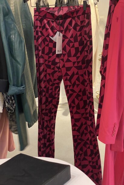 Knitted Graphic Velvet Flared Pants 512 Bordeaux