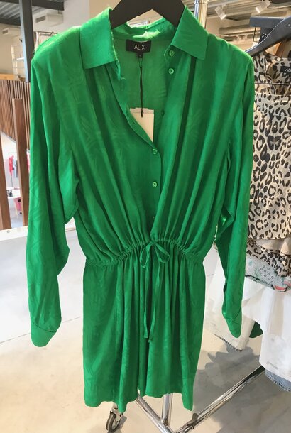 Woven Jacquard Blouse Dress Fresh Green