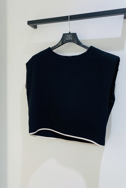 Draped Blouse With Piping Detail Black