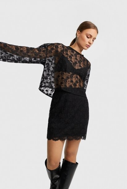 Woven Lace Mini Skirt 999 Black