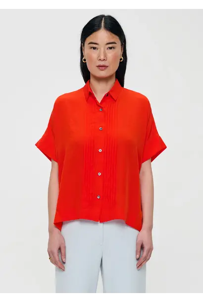 Pleated Technosilk Shirt 330 Poppy