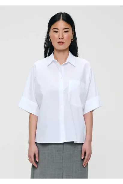 Poplin Boxy Short Sleeve Top 100 White