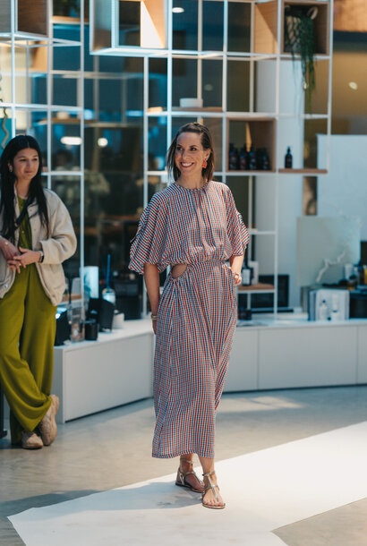 Checked Midi Dress 471 Red Cecks