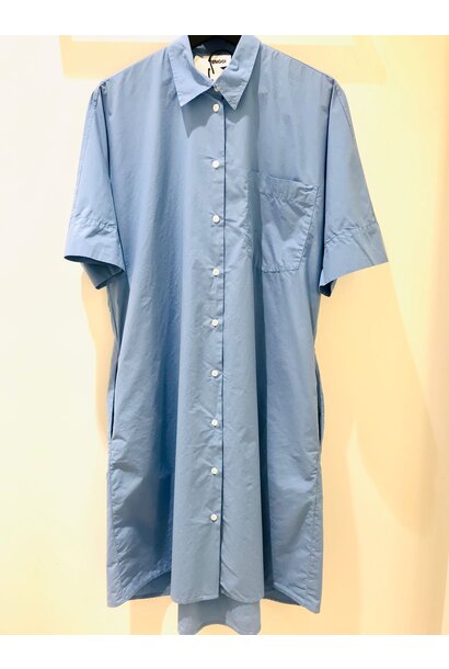 Cotton Short SLV Shirt Dress 521 Sky Blue