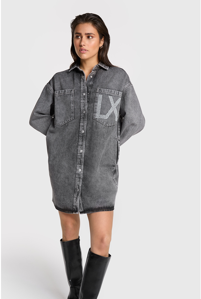 Woven Vintage Denim Pearl Lx Dress 918 Grey Washed Denim