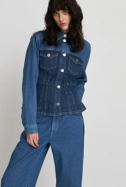 Two Tone Denim Shirt 390 Blue Mix